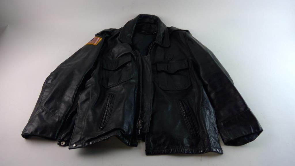 70s-80'S Taylors Leatherwear Policeman Leather Jacket Made in USA Men's L Size Vintage unknown black type Vintage Second Hand