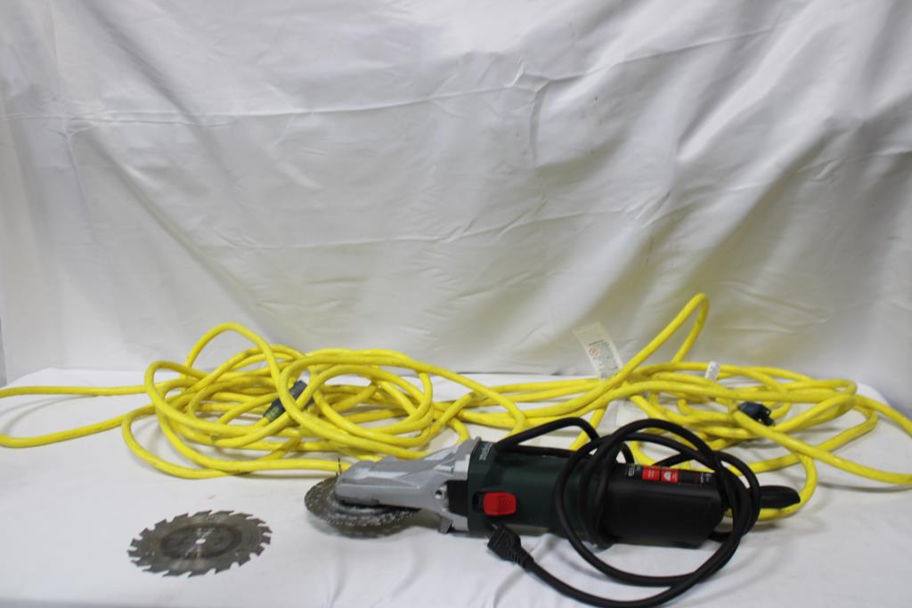 Metabo 6" Flat-Head Angle Grinder, Yellow Extension Cord, 2 Pieces