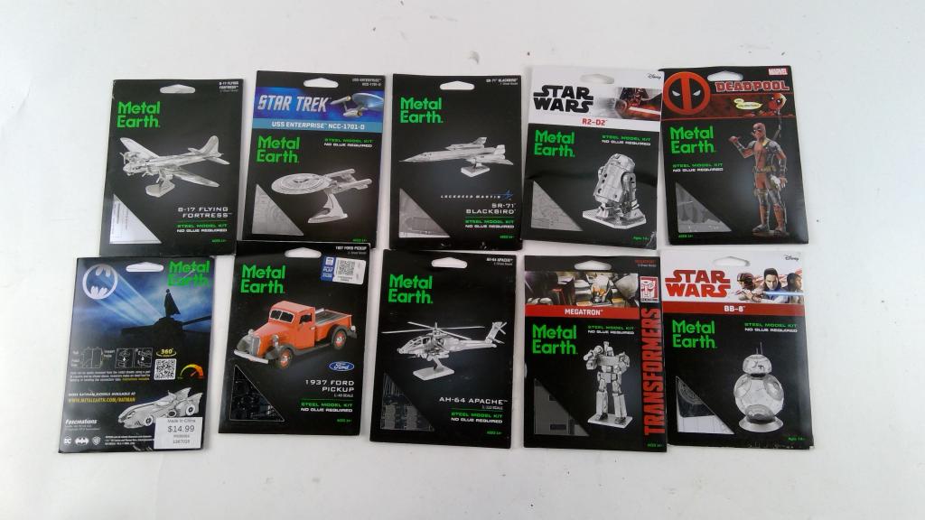 Metal Earth Steel Model Kits, Deadpool, Star Wars, And More, 10 Pieces