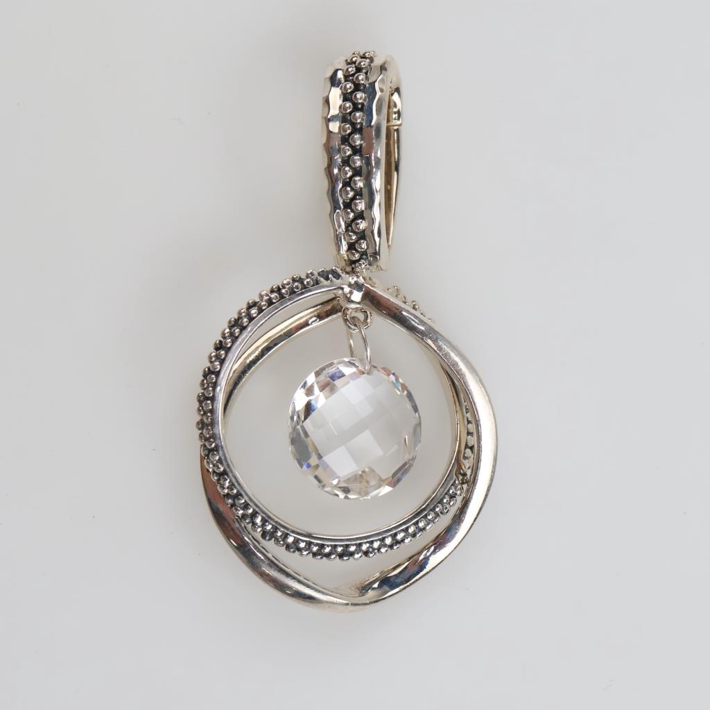 Michael Dawkins Sterling Silver Clear Stone Circle Pendant