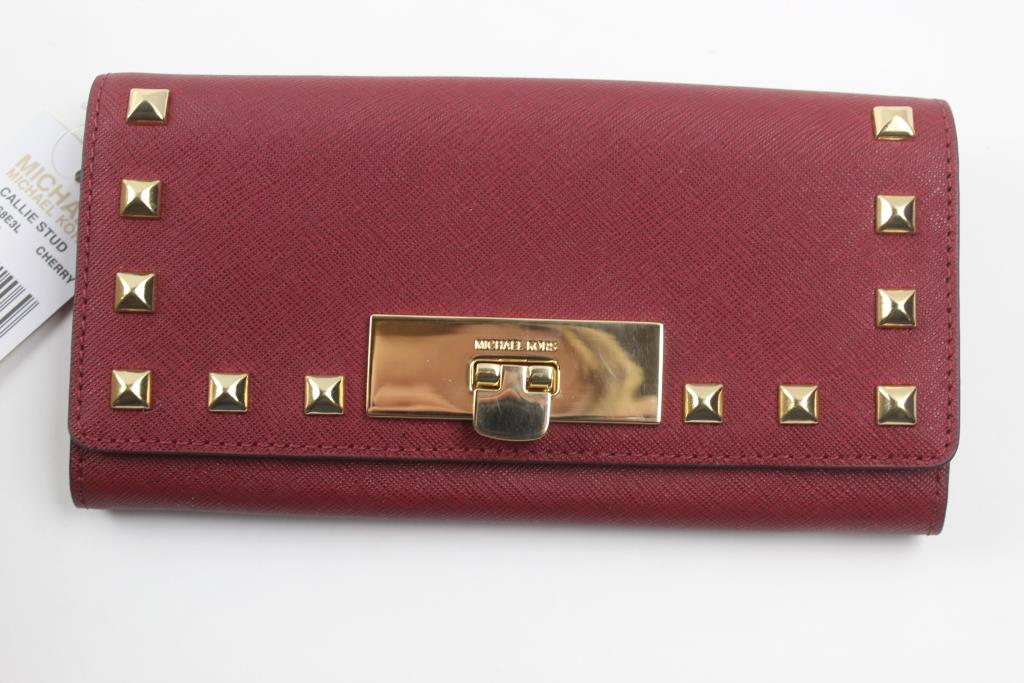 Michael Kors Callie Stud Saffiano Leather Carryall Wallet Property Room