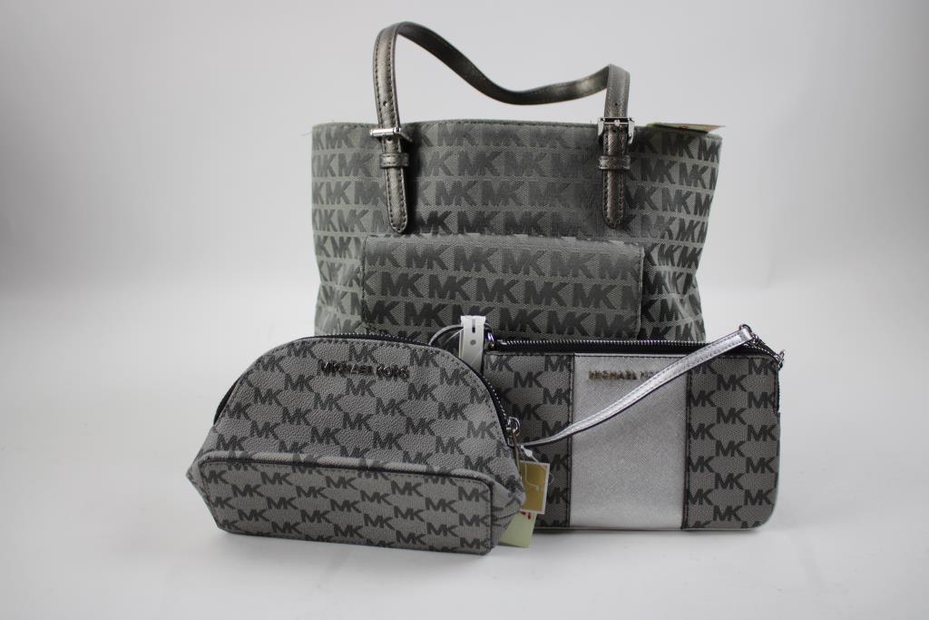 Michael Kors Jet Set Medium Pocket Tote Bag With Pouch Bags, Gray