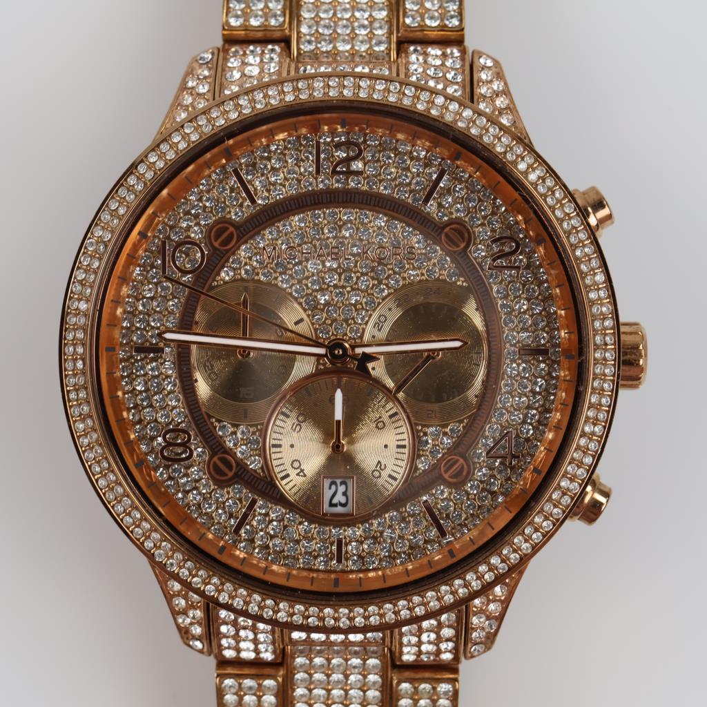 Michael Kors Oversized Runway Pave Chronograph Watch