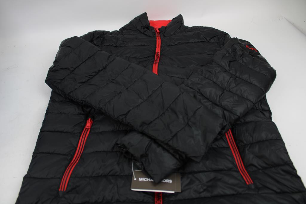 Michael Kors Puffer Jacket, Black/Red, Medium