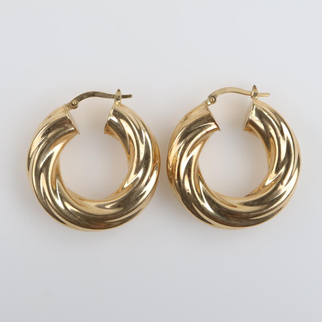 Milor 14kt Gold Hollow Twisted Hoop Earrings