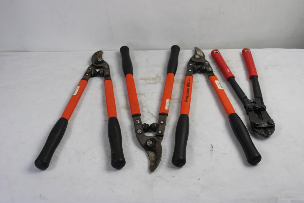 Milwaukee 14" Bolt Cutter, And Bahco P14-50 Bypass Loppers, 4 Pieces