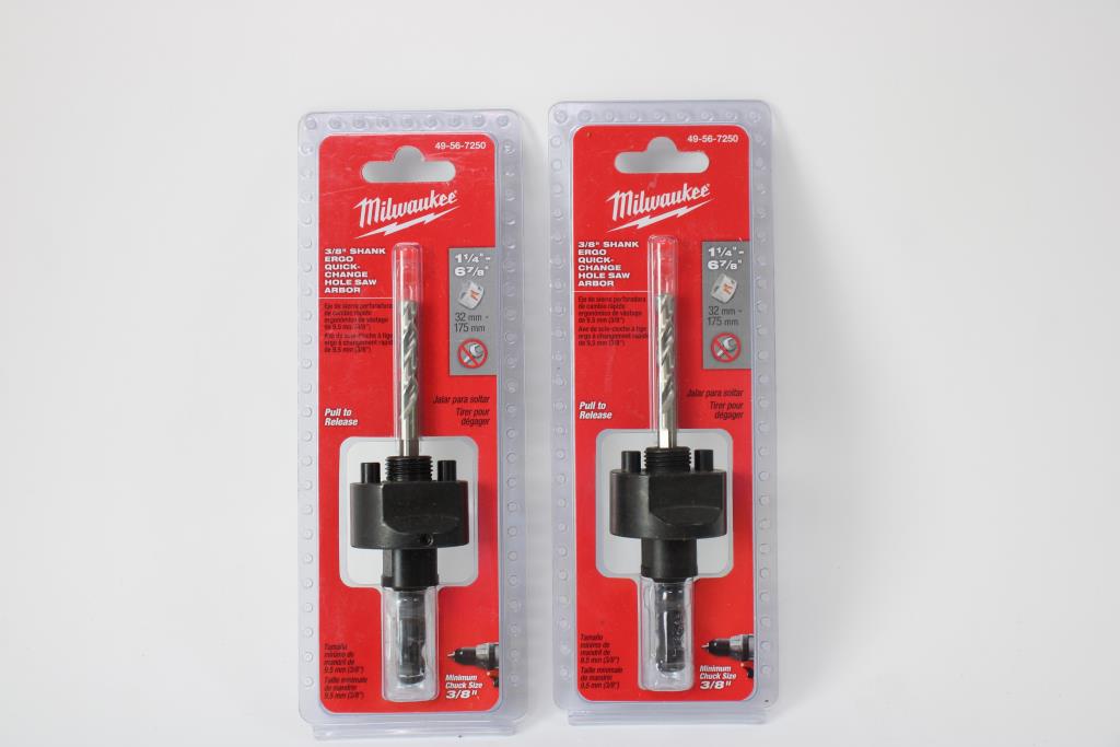 Milwaukee 3/8" Shank Ergo Quick Change Hole Saw Arbor, 2 Pieces, 4956