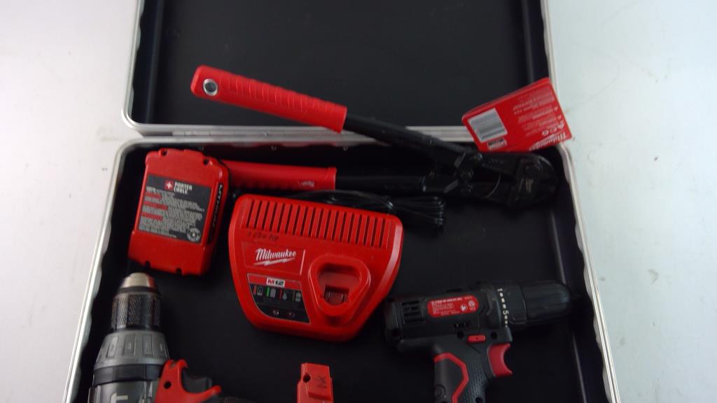 Milwaukee And Hyper Tough Drills And Charger, 4 Pieces Property Room