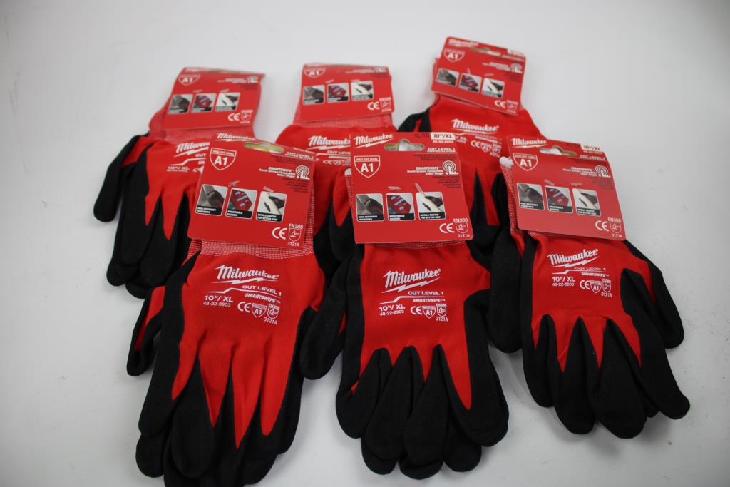 Milwaukee Cut Level 1 Dipped Gloves Bulk Lot, Size XL, 6 Pieces