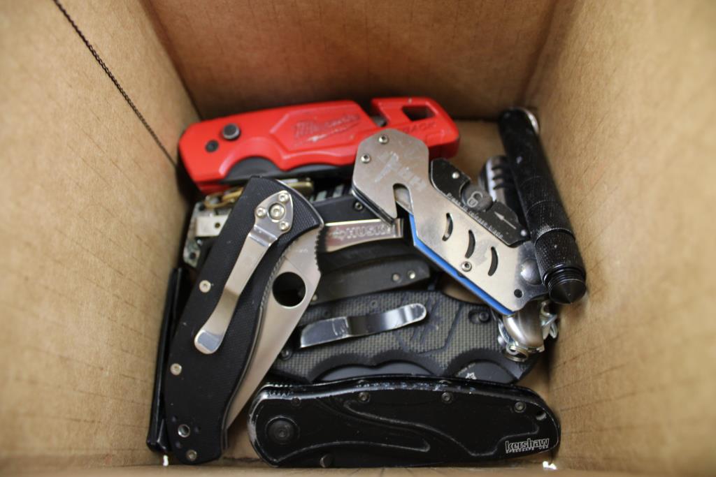 Milwaukee, HART, Kershaw, SpyderCo And Other Knives, 16 Pieces