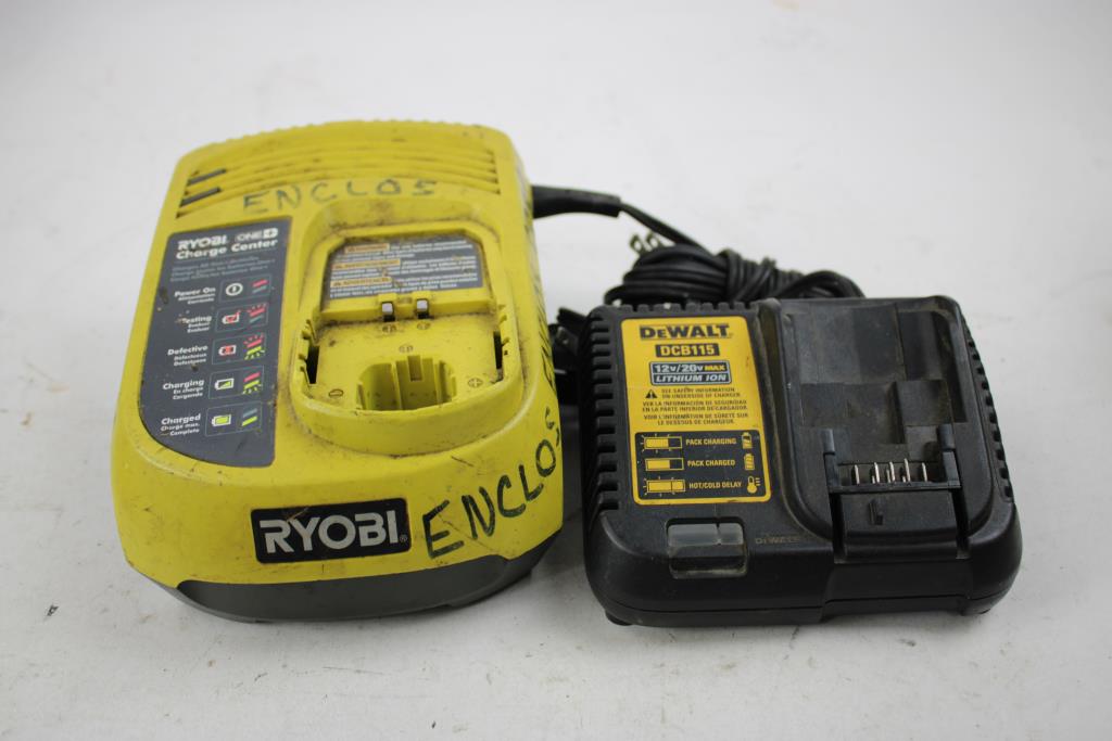 Milwaukee M12 Charger, Ryobi One+ Charge Center, Dewalt 12V/20V Max Charger, 3 Pieces