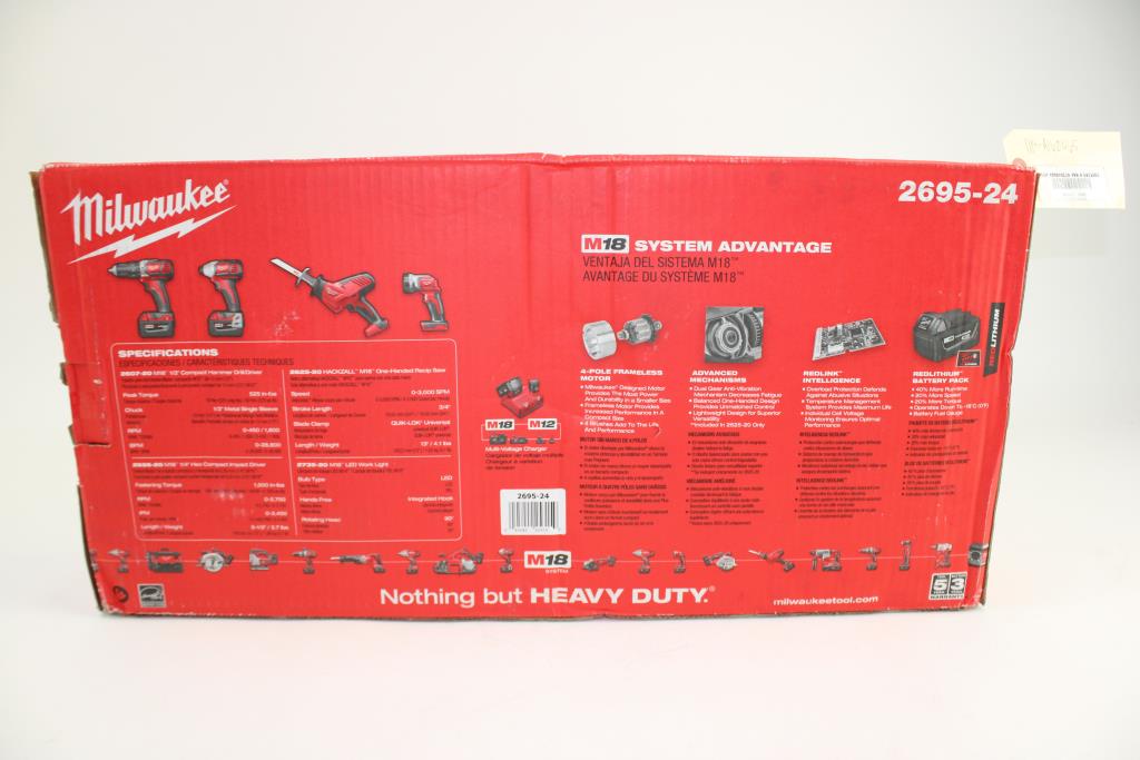 Milwaukee M18 Cordless 4tool Combo Kit Property Room