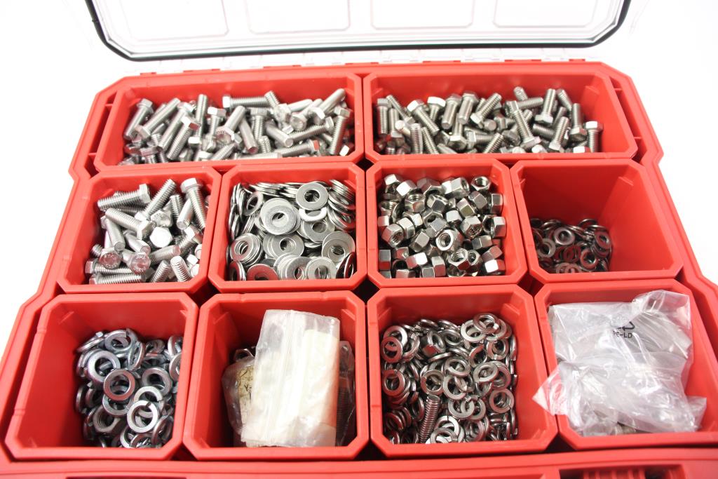 Milwaukee packout organizer with bolts and washers property room