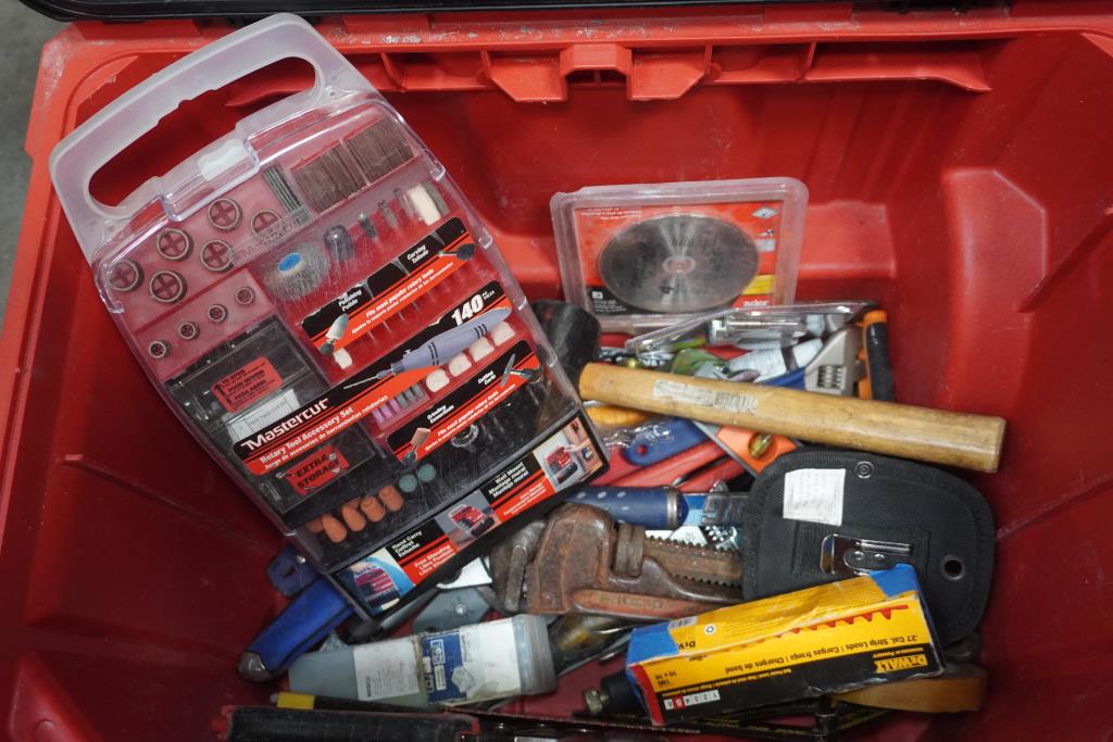 Milwaukee Packout Tool Chest, Mastercut Rotary Tool Accessory Set, And