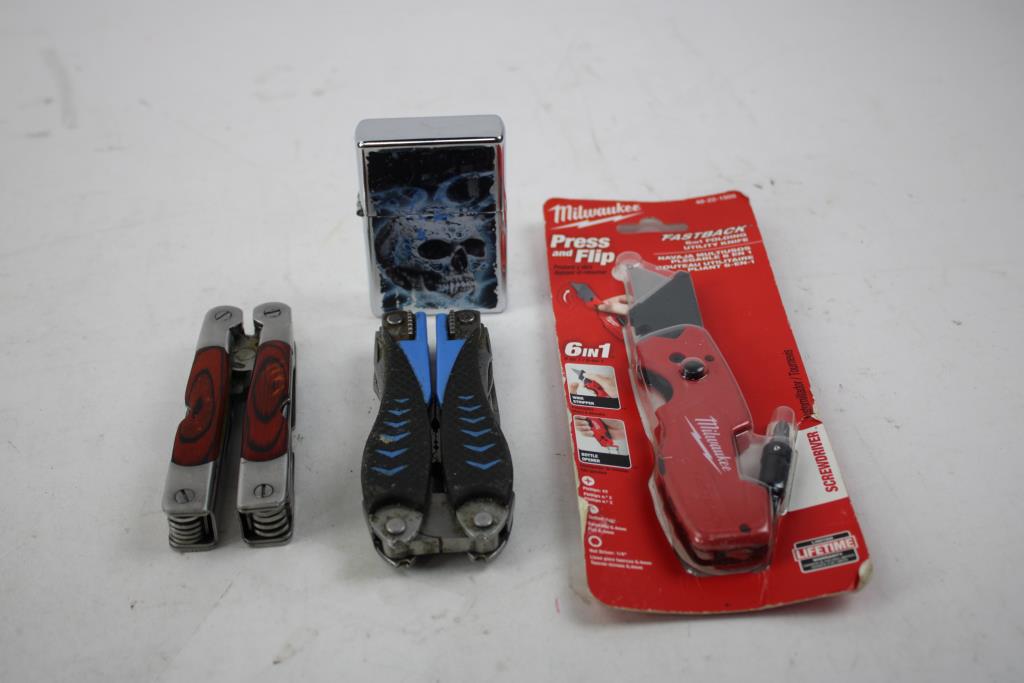 Milwaukee Utility Knife, Makarov Air Pistol, Frost Cutlery Knife, And More, 8 Pieces