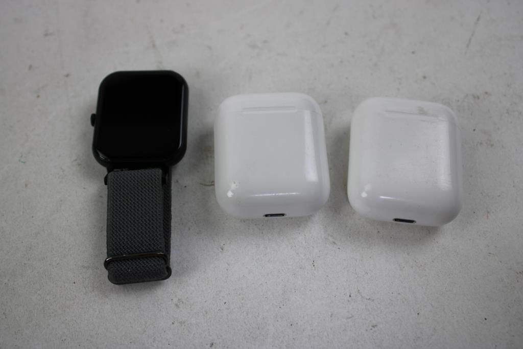 Minecraft Backpack, Airpods, And Armitron Digital Watch, 4 Pieces