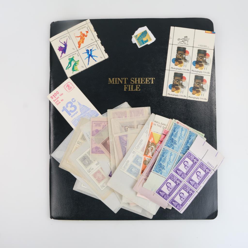 Mint Sheet File Book Of US And Foreign Stamps, 700+ Pieces