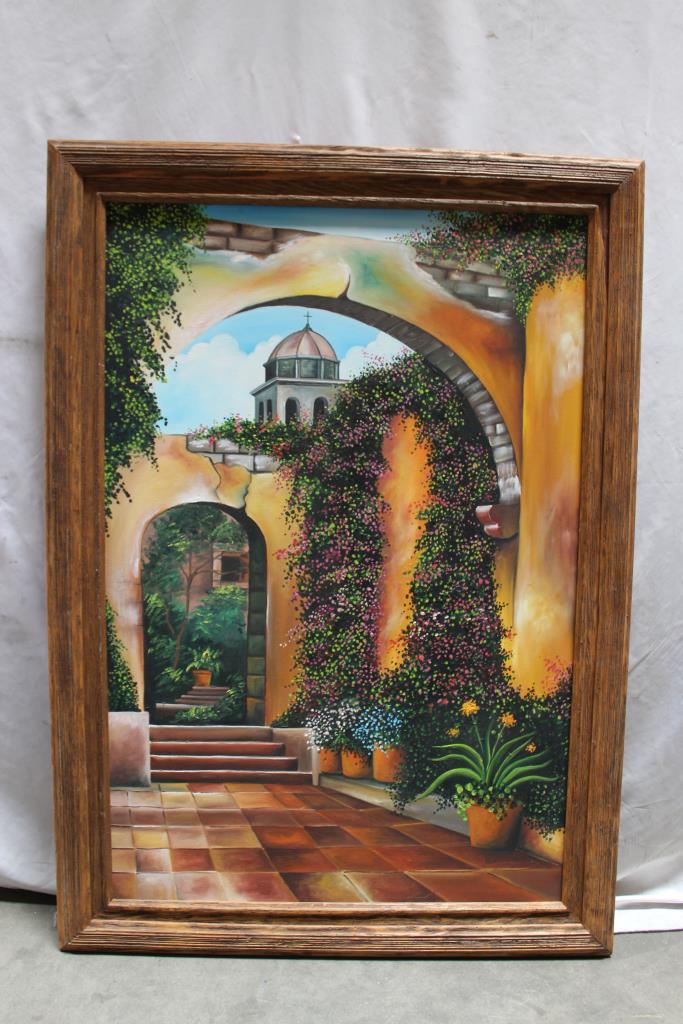 Mission Style Archway Portrait Painting Property Room