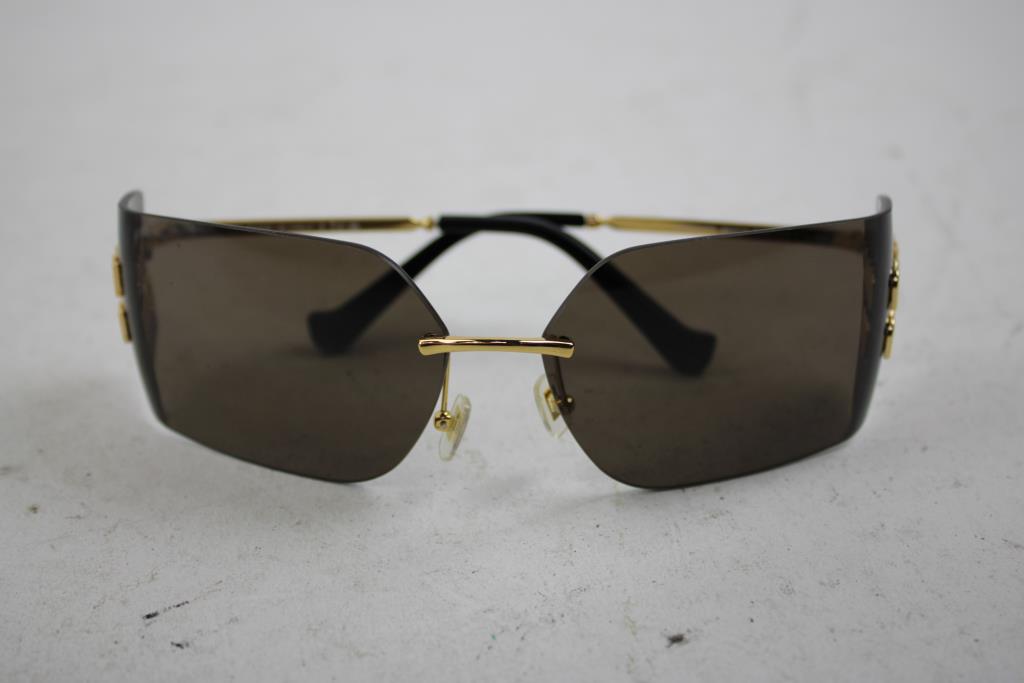 MIU MIU Gold Frame Grey Lens Runway Sunglasses