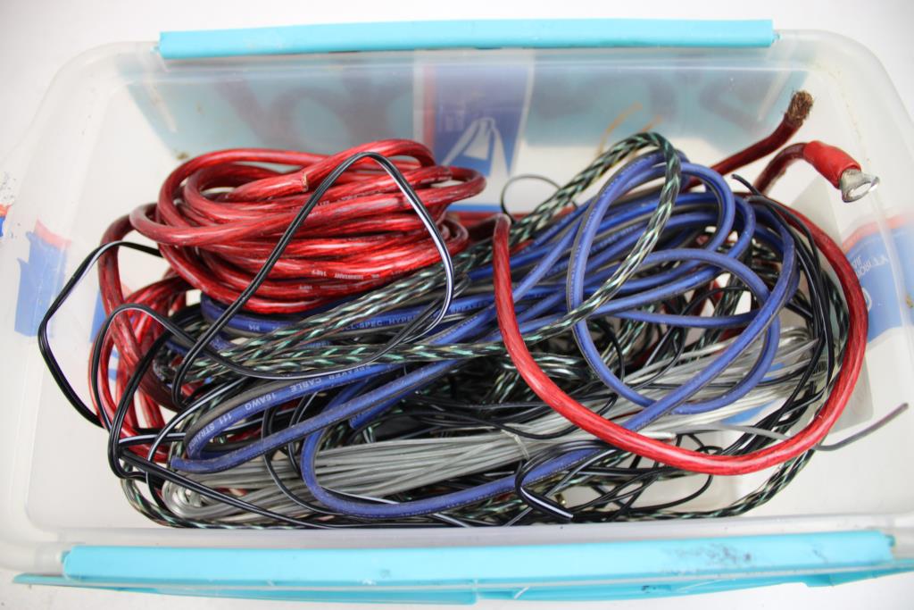 Mixed Cable Lot With Kenwood Stereo, And Pulley Tool