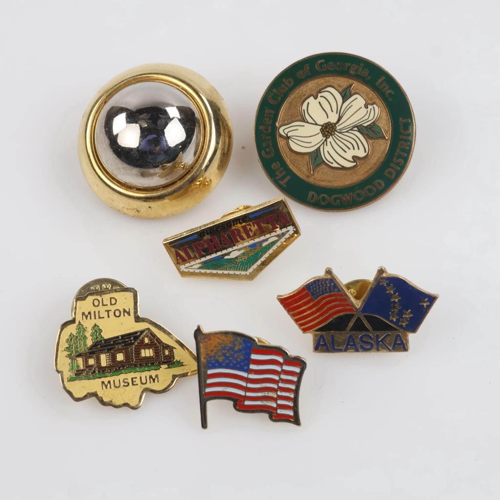 Mixed Collectible Pins And Fashion Earring, 6 Pieces