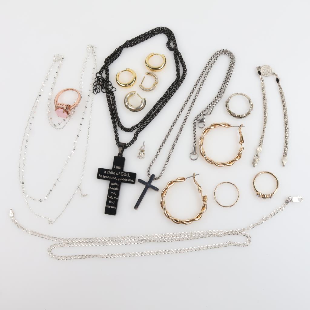 Mixed Jewelry, 14 Pieces Includes Silver Necklace