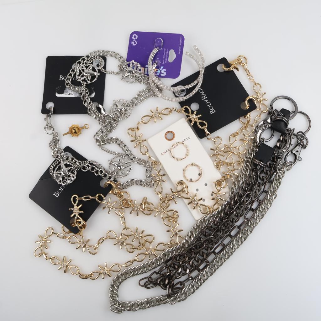 Mixed Jewelry, 7 Pieces, Includes Claires, American Eagle, Body Rage