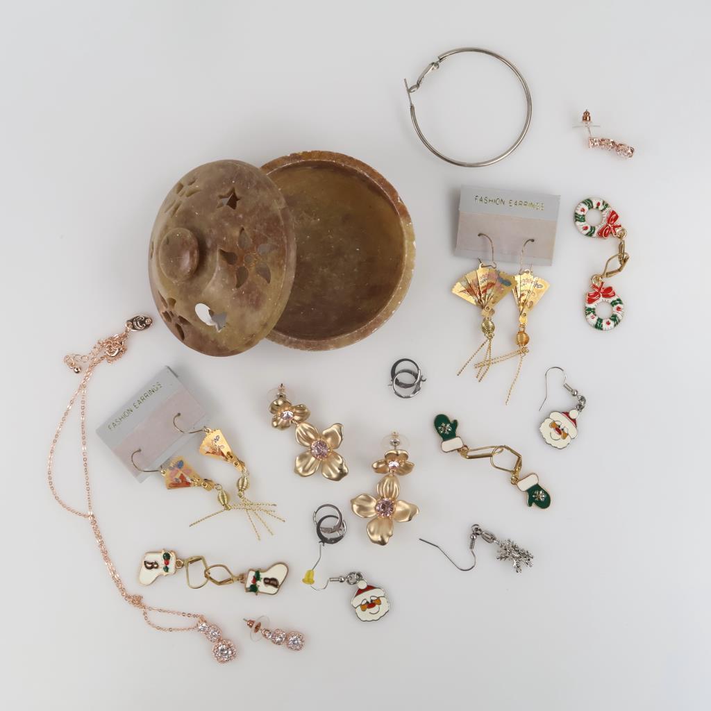 Mixed Jewelry And Trinket Box, 10+ Pieces