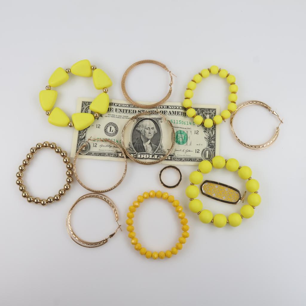 Mixed Jewelry And US Currency, 9+ Pieces