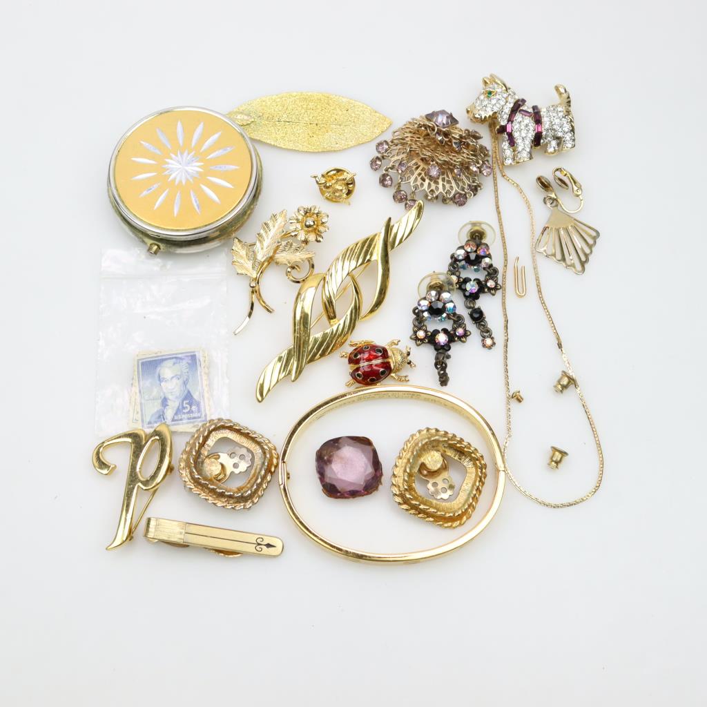 Mixed Jewelry And US Stamps, 17+ Pieces Property Room