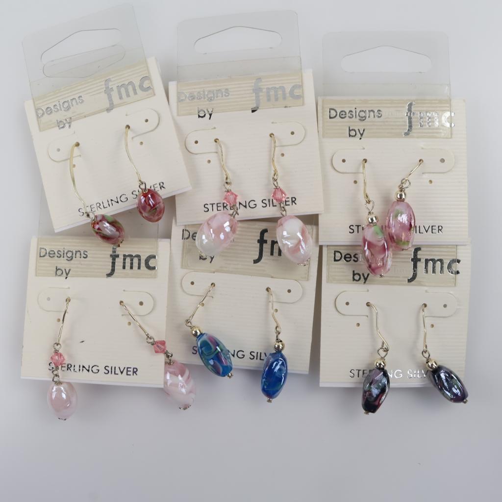 Mixed Jewelry Earrings, 6 Sets ( Silver Wire)