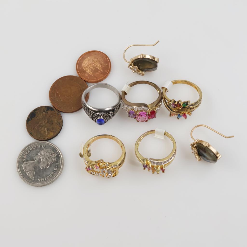 Mixed Jewelry With Foreign Currency, 10 Pieces