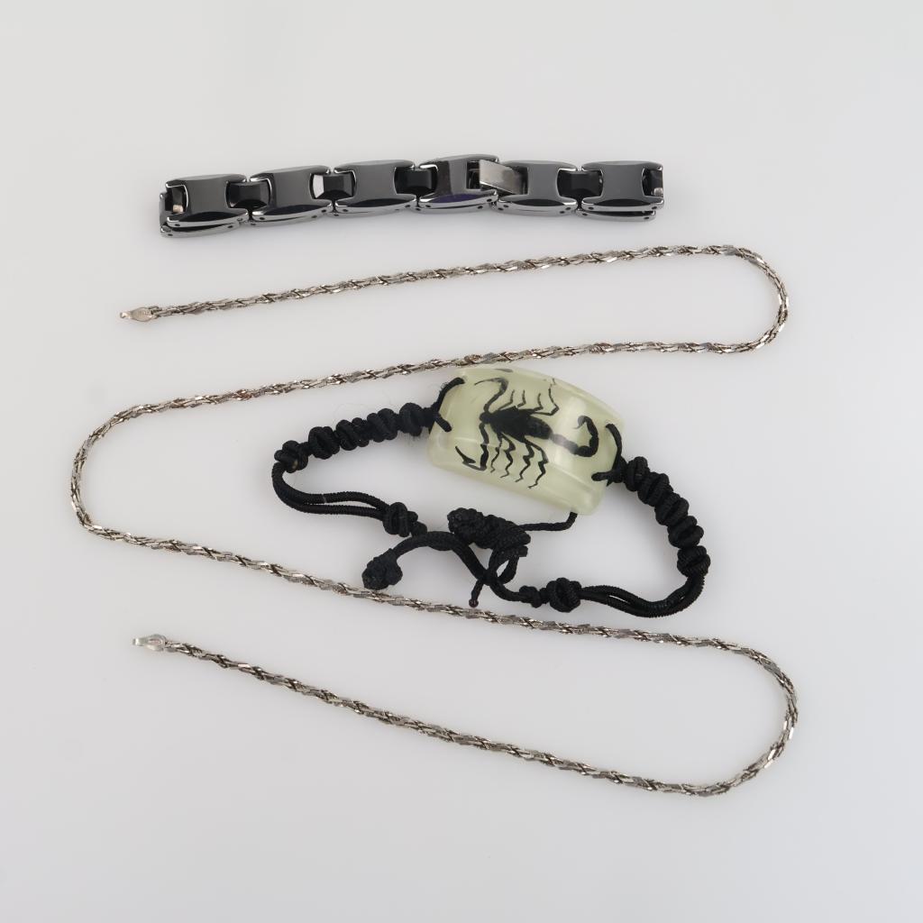 Mixed Jewelry With Silver Necklace, 3 Pieces