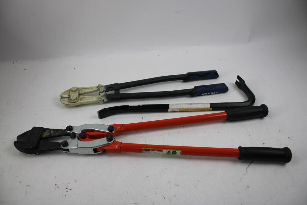 Mixed Tool Lot - Bolt Cutters, Flashlights, Battery Charger, And More, 11 Pieces