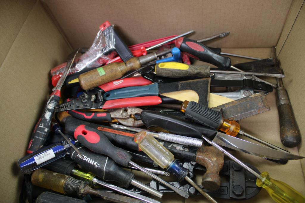 Mixed Tool Lot - Flashlight, Pliers, Nail Puller, And More