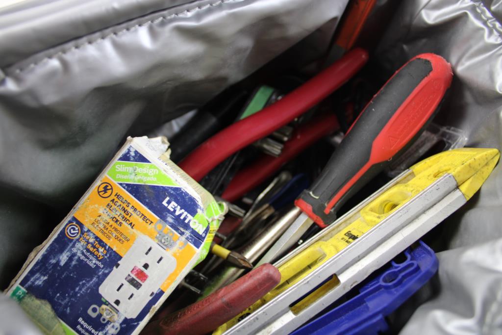 Mixed Tool Lot In San Francisco 49ers Bag - Sockets, Locking Pliers, Blades, And More