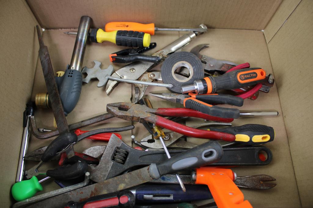Mixed Tool Lot - Pittsburgh 12" Bolt Cutters, Pliers, Glass Breaker Tool, And More