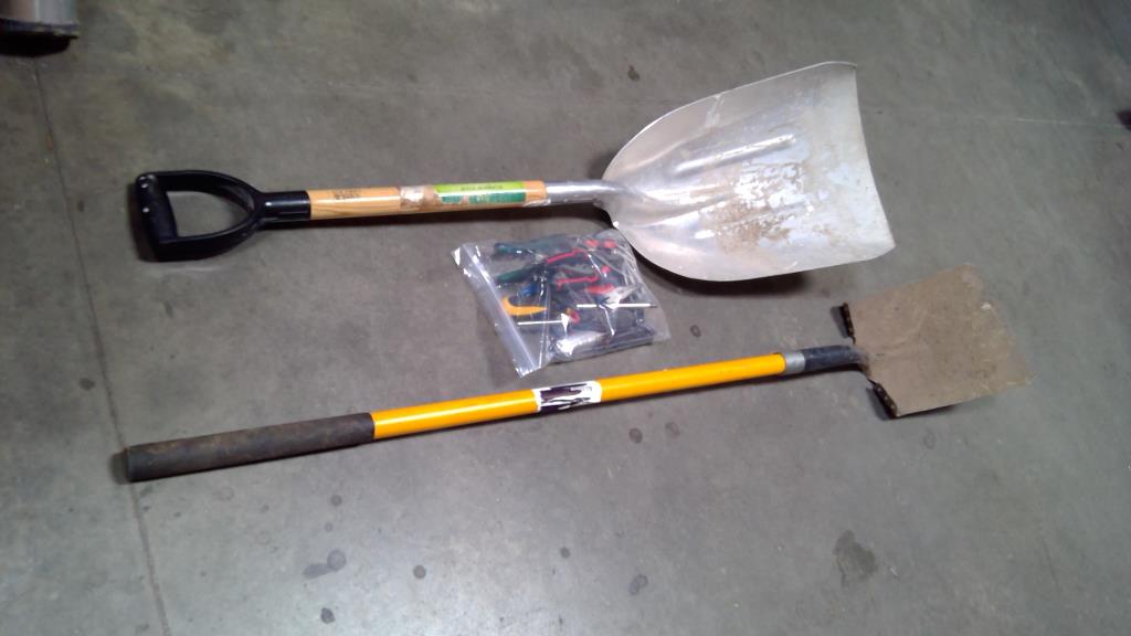 Mixed Tool Lot - Shovels, Stubby Claw Hammer,  Klein Tools Cutting Pliers, And More
