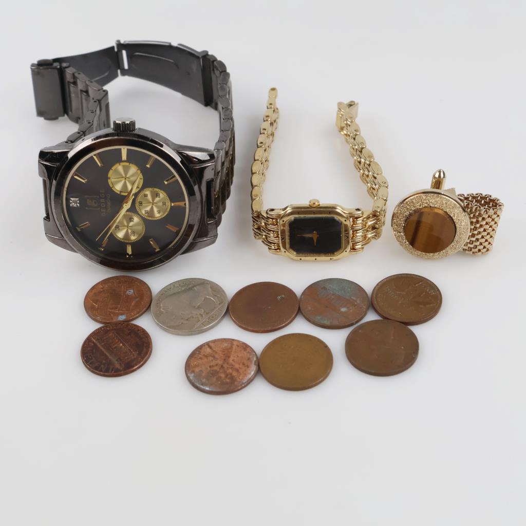 Mixed Watches Jewelry And Currency, 3+ Pieces