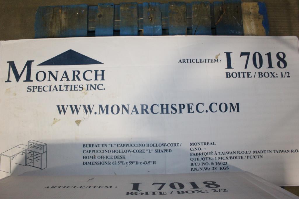 Monarch Supplies, Inc. Cappuccino HollowCore "L" Shape Home Office Desk Property Room