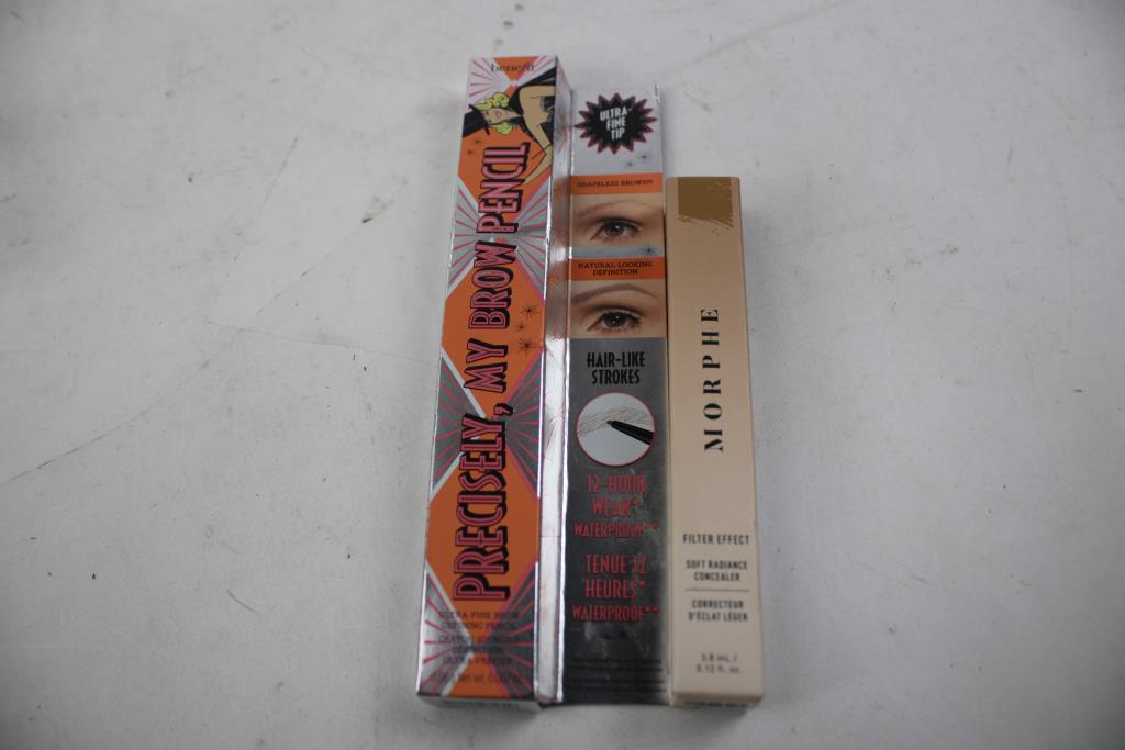 Morphe Medium 16 Neutral Concealer, Anastasia Setting Powder, Benefit Brow Pencil, 3 Pieces