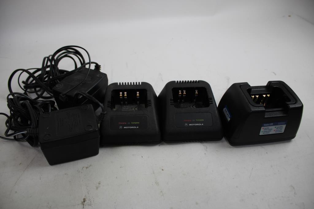 Motorola Radio Battery Chargers Lot, 3 Pieces With Baofeng Radio