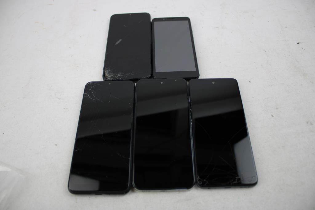 Motorola, Samsung, Cloud Mobile, Schok, M14 Cell Phone Lot, 5 Pieces, Sold For Parts