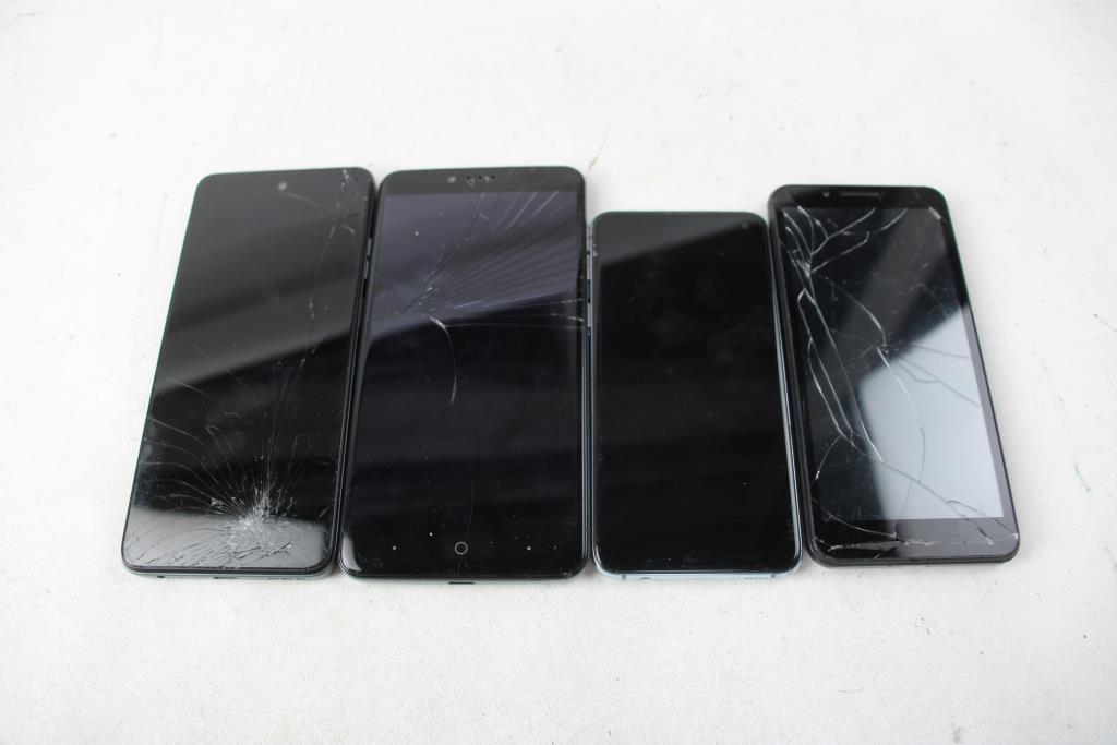Motorola, ZTE, Samsung, Schok Cell Phone Lot, 4 Pieces, Sold For Parts