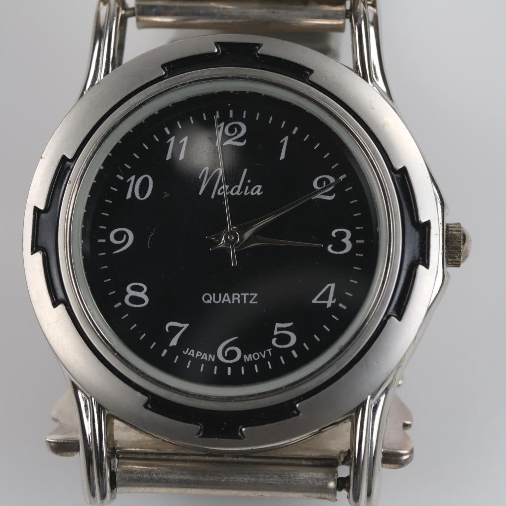 Nadia Watch Sterling Silver Black Stone Tips