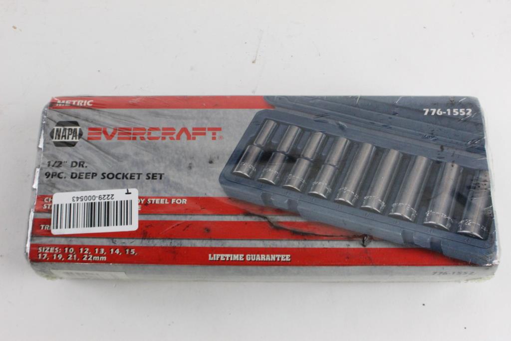 Napa Evercraft 1/2" Drive 9 Piece Deep Socket Set Property Room