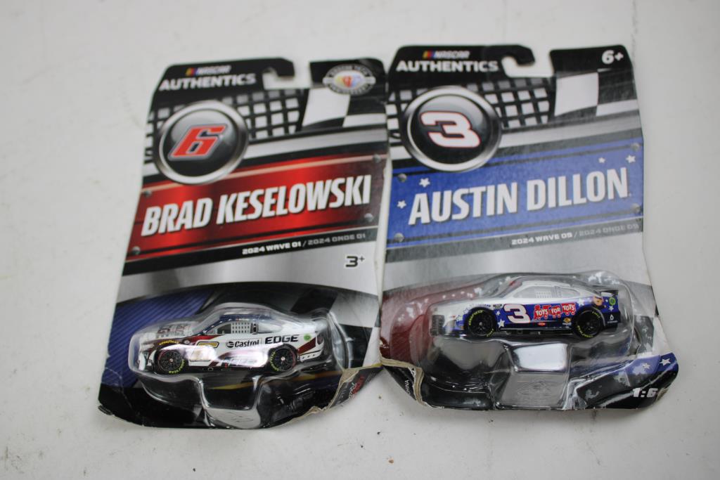 NASCAR Authentics Brad Keselowski, Kyle Busch, Austin Dillon Diecast Cars, 4 Pieces