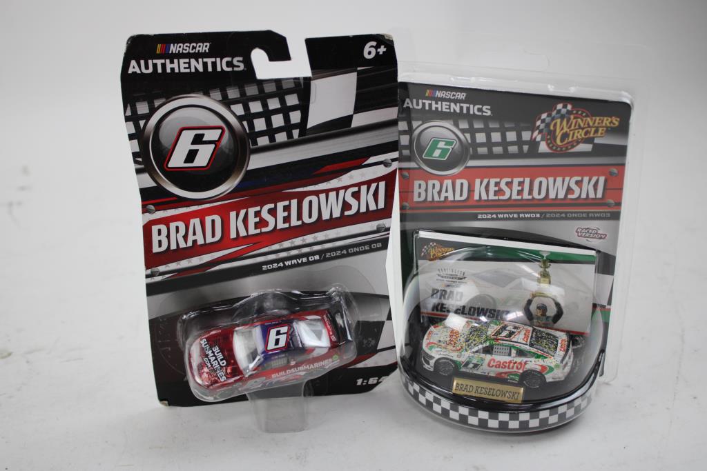NASCAR Authentics Brad Keselowski, Kyle Busch, William Byron Diecast Cars, 4 Pieces