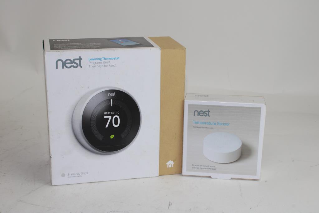 Nest Learning Thermostat And Temperature Sensor 2 Pieces Property Room