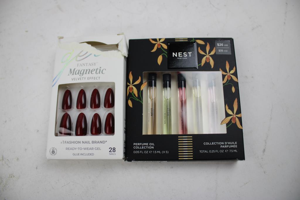 Nest Perfume Oil Collection, Too Faced Golden Hour Blush, Gel Fantasy Magnetic Nails 3 Pieces